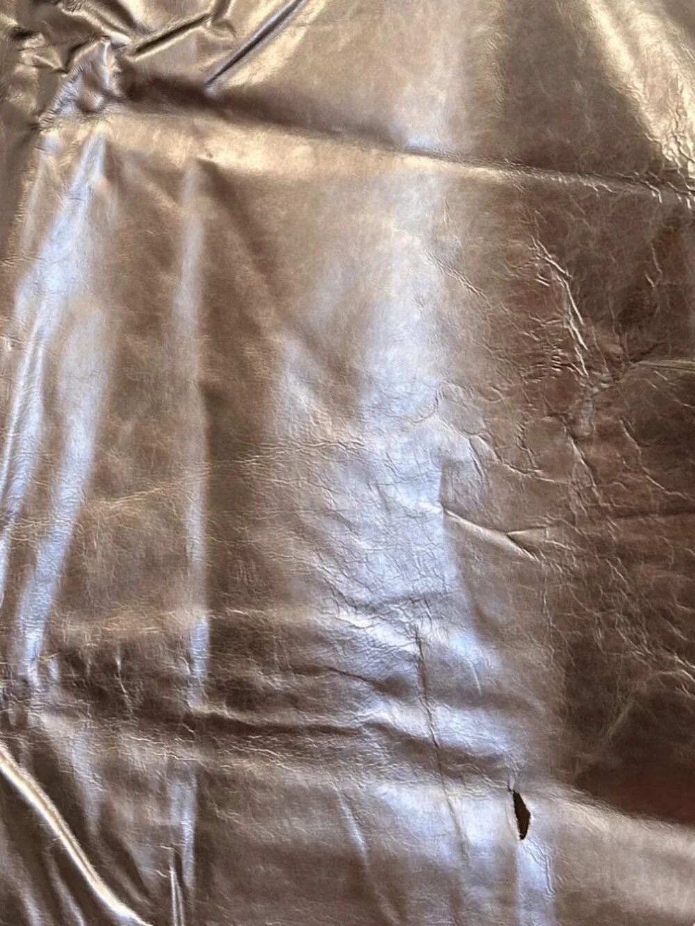 Large Piece of Real Leather Hide Pewter Silver Metallic